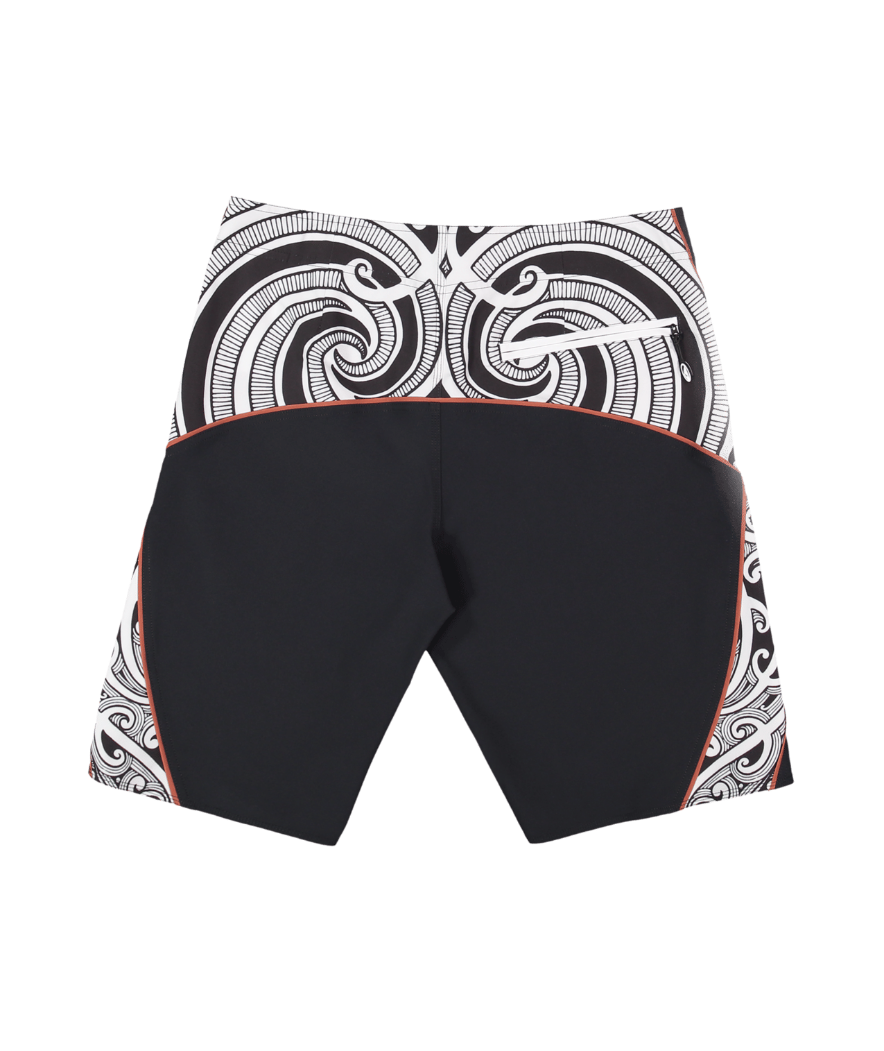 Quiksilver Tai Kehu Takarangi 20" Boardshorts in black with puhoro design from rear flatlay