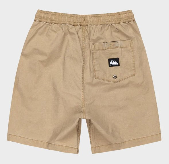 Quiksilver Taxer Youth Shorts  in khaki from rear flatlay