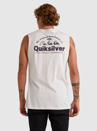 Quiksilver Triple Up Muscle Tee in gardenia from back