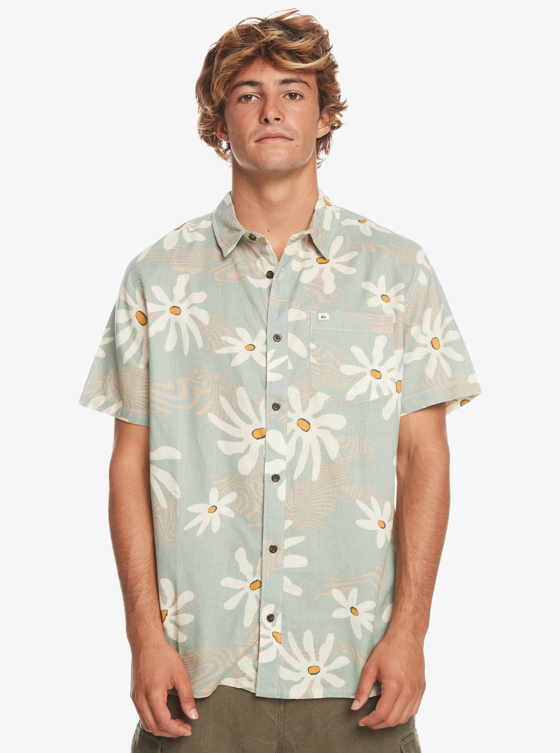 Quiksilver Trippy Floral Short Sleeve Shirt on model from front