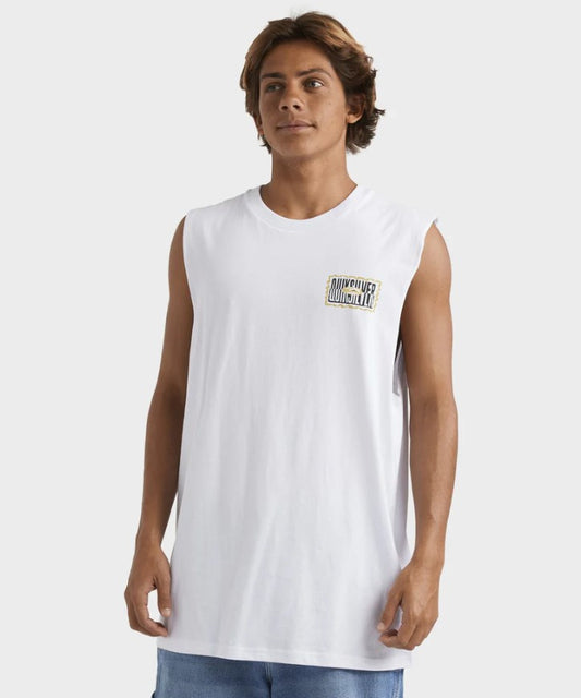 Quiksilver Twisted Tides Muscle top in white from front