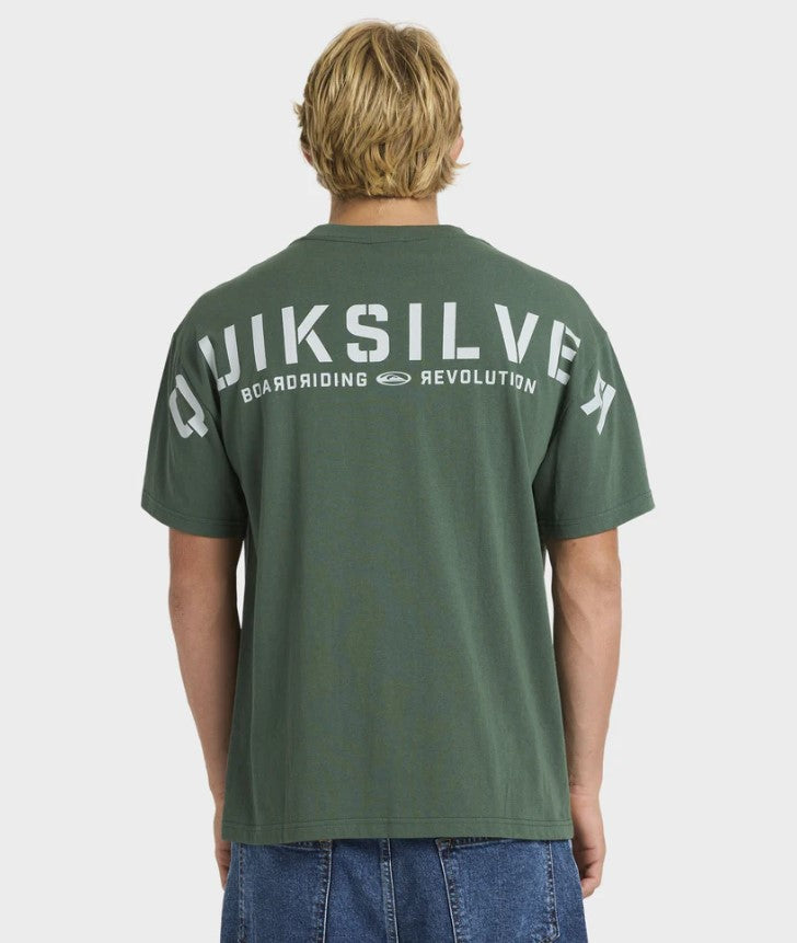 Quiksilver Ultimate Tee  in deep forest on model from rear