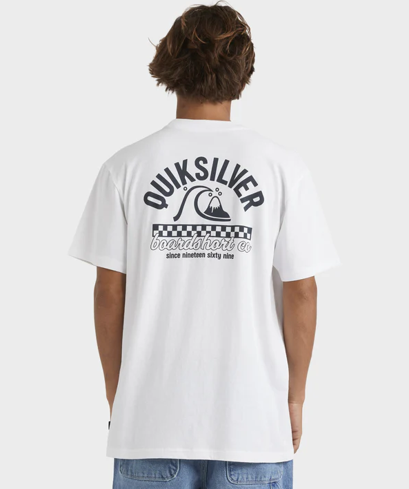 Quiksilver Under The Lip Men's T-Shirt in white on model from rear