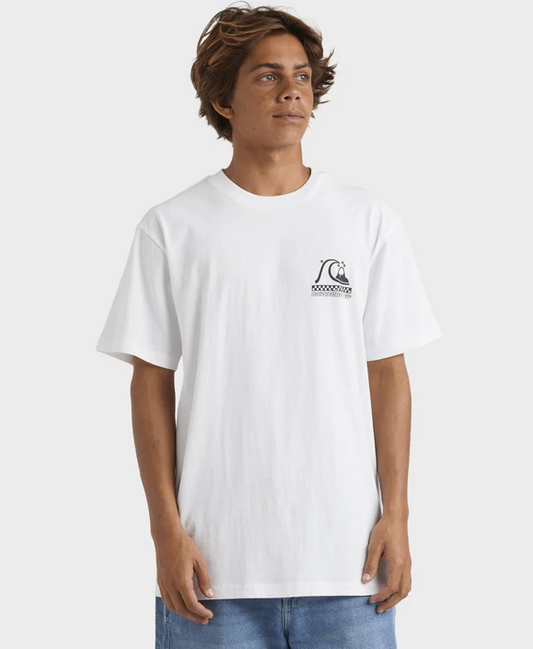 Quiksilver Under The Lip Men's T-Shirt in white on model from front