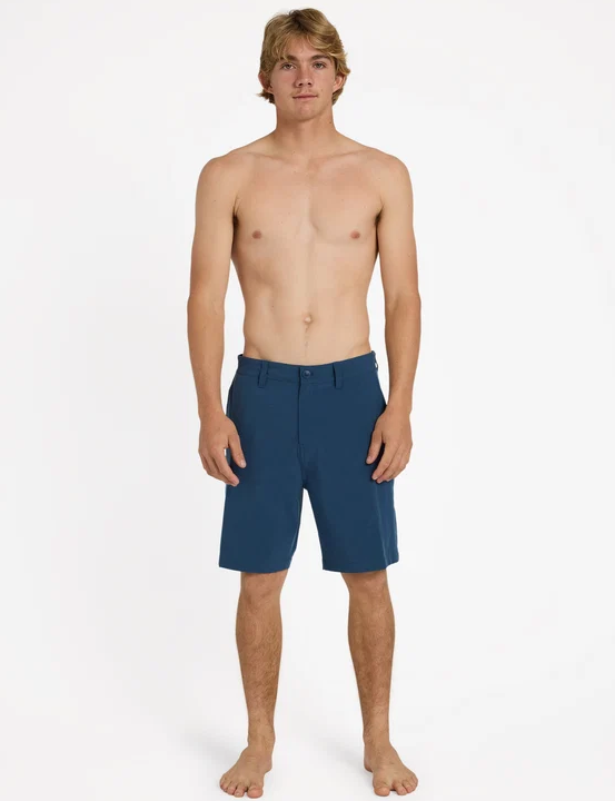 Quiksilver Union Heather 19" Amphibian Shorts in dark denim colourway on model from front