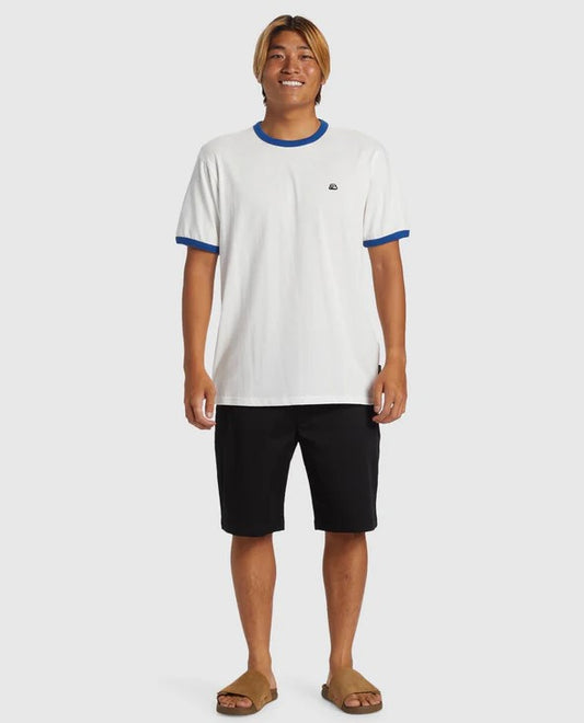 Quiksilver Union Regular 20" Walkshorts in black on model with white t-shirt
