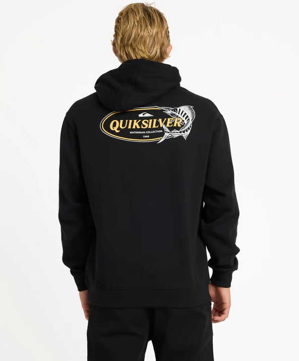Quiksilver Swordfish Pullover Hoodie in black from rear