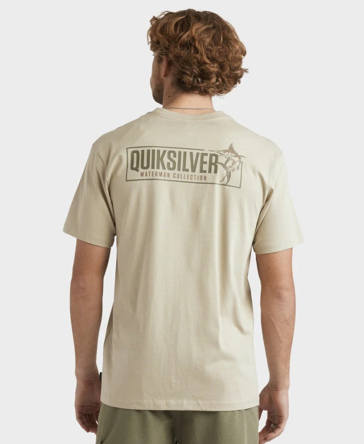 Quiksilver Watermans Fish On T-Shirt  in cloudy gray from rear