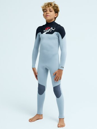 Quiksilver Young Guns 3/2 Chest Zip Boys Wetsuit in quarry colourway on model from front