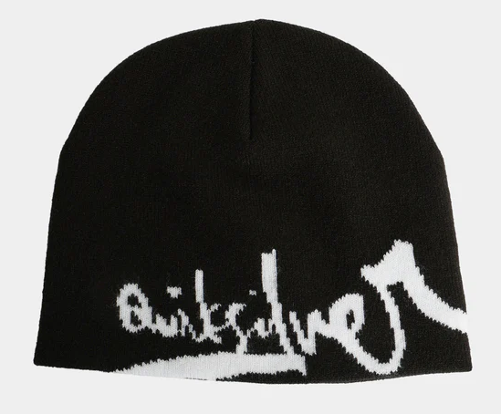 Quiksilver Young Guns Mens Beanie in black with white quiksilver logo from front