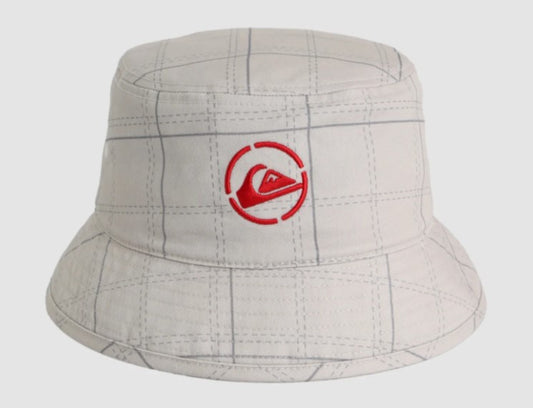 Quiksilver Young Guns Hat in grey violet colourway, check pattern with red Quiksilver embroidered logo