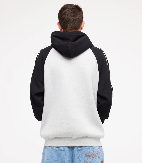 Quiksilver YG Operator Zip Hoodie
 in light grey heather with black detailing from rear
