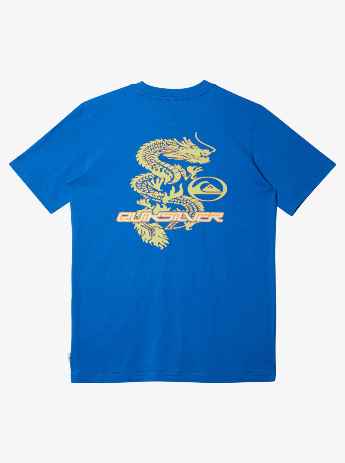 Quiksilver Mad Ando Youth Tee in nebulas blue from rear showing dragon print on back