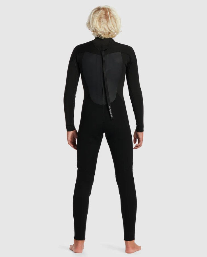 Quiksilver 4/3 Prologue Youth GBS Back Zip Wetsuit  in black from rear