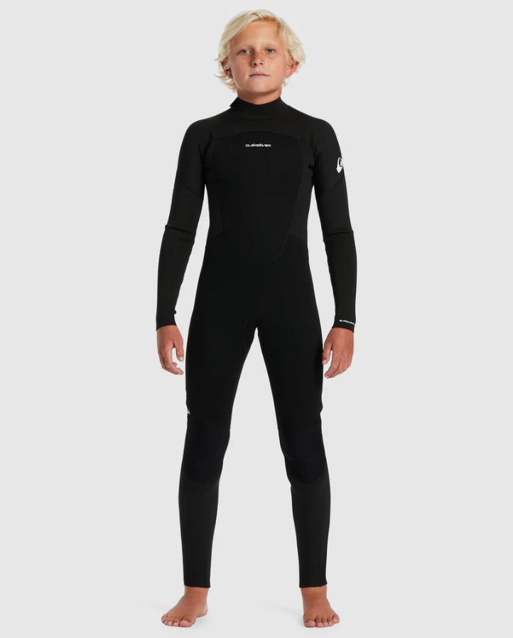 Quiksilver 4/3 Prologue Youth GBS Back Zip Wetsuit  in black from front