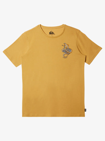 Quiksilver Youth Snake Skin Tee in fall leaf yellow colour from front