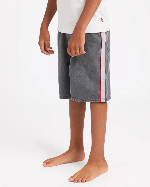 Quiksilver Youth System 19" Denim Shorts in dark smoke colourway from side