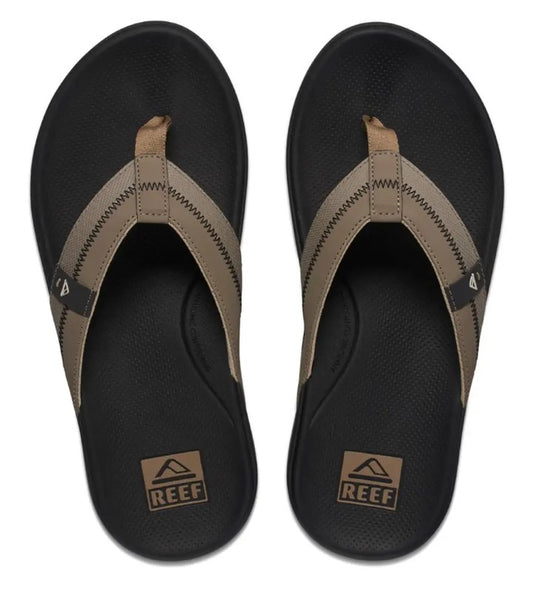 Reef Cushion Phantom 2.0 Jandals  in fossil colourway with black footbed showing pair from above