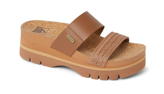Reef Cushion Vista Higher 2.5" Sandals in brown from the side