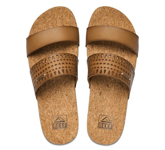 Reef Cushion Vista Perf Sandals in coffee colourway showing pair from above