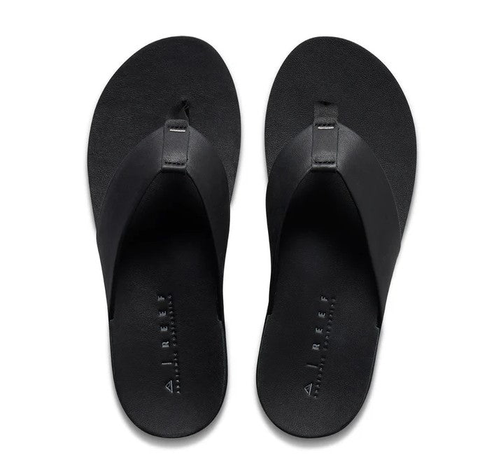 Reef Ojai Premium Leather Jandals showing black pair from above