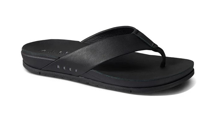 Reef Ojai Premium Leather Jandals in black from side