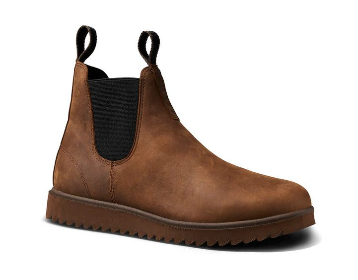 Reef Otis Mens Leather Boots in brown from side angle