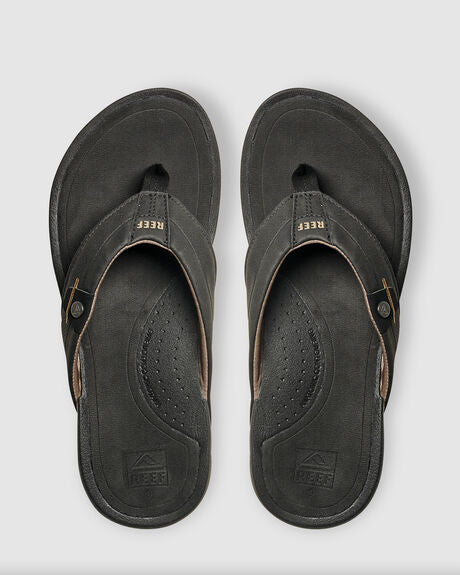 Reef Pacific Leather Men's Jandals Black Brown