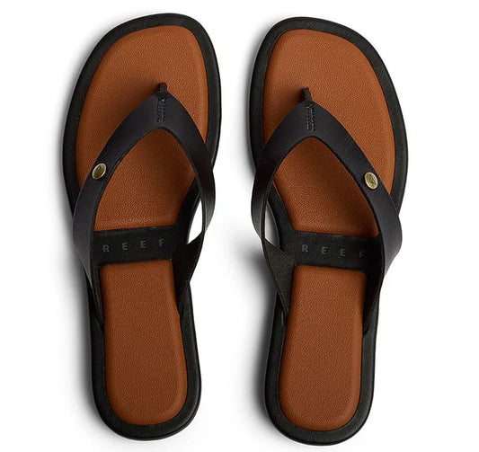 Reef Willow Ella Womens Sandals in black with cocoa colourway showing a pair from above
