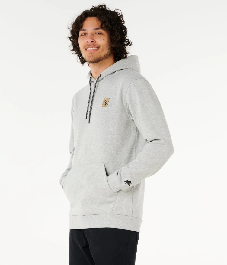 Rip Curl Anti-Series Search Base Hoodie in grey marle from side