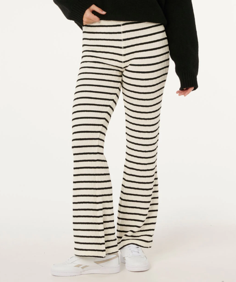 Rip Curl Women's Bobbi Stripe Pants in black and white stripes from front
