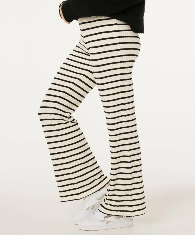 Rip Curl Women's Bobbi Stripe Pants in black and white stripes from side