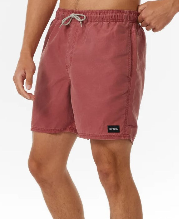 Rip Curl Bondi Volley Shorts in apple butter red colour from side