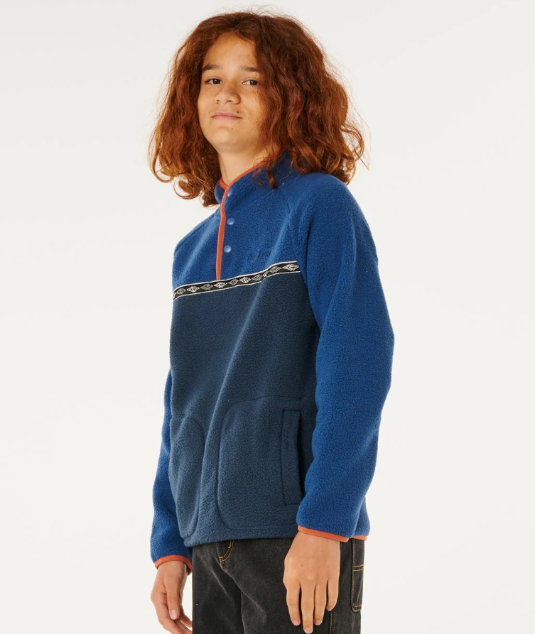 Rip Curl Boys Heritage Polar Fleece in light navy from side