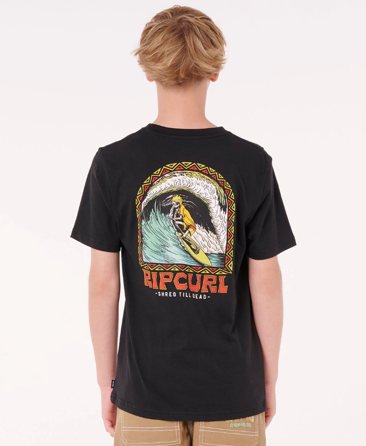 Rip Curl Youth Shredding Tee in black from rear