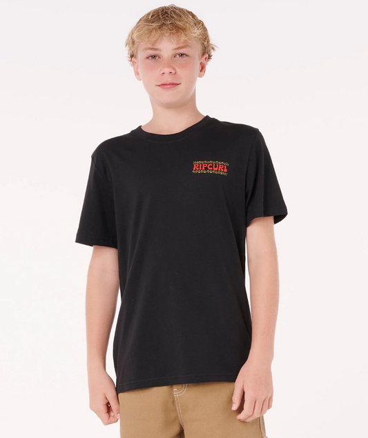 Rip Curl Youth Shredding Tee in black from front