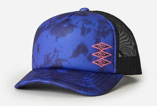 Rip Curl Boys Weekender Trucker Cap in ocean blue tie dye
