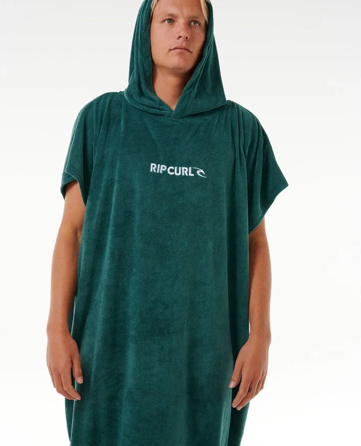 Rip Curl Brand Hooded Towel in blue green colour with white embroidery on chest