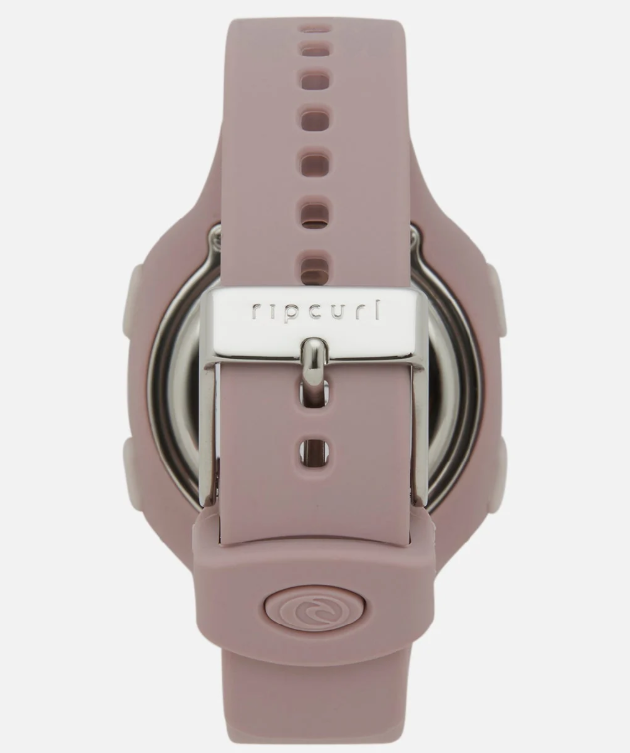 Rip Curl Candy 2 Silicone Digital Watch in blush colourway showing buckle angle