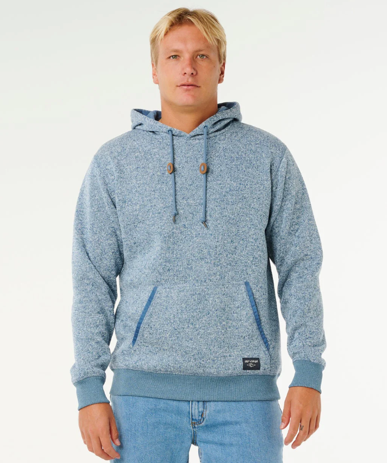Rip Curl Classic Surf Crescent Hoodie in bluefin on model from front