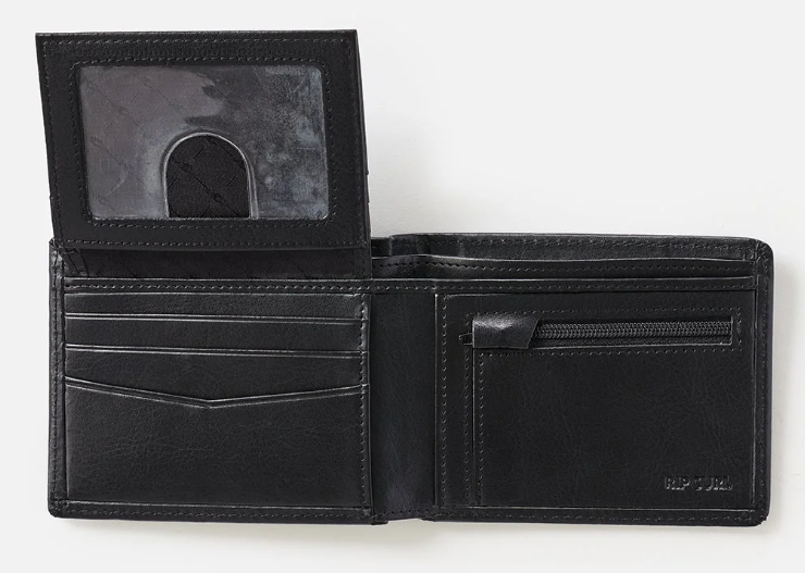 Rip Curl Classic Surf PU All Day Wallet in black form inside showing all compartments open