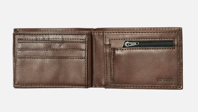 Rip Curl Corpowatu Icon PU Slim Wallet ion black tan colourway from inside