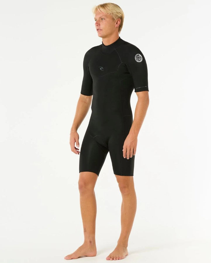Rip Curl Dawn Patrol 2mm Spring Wetsuit in black on model from frontside view