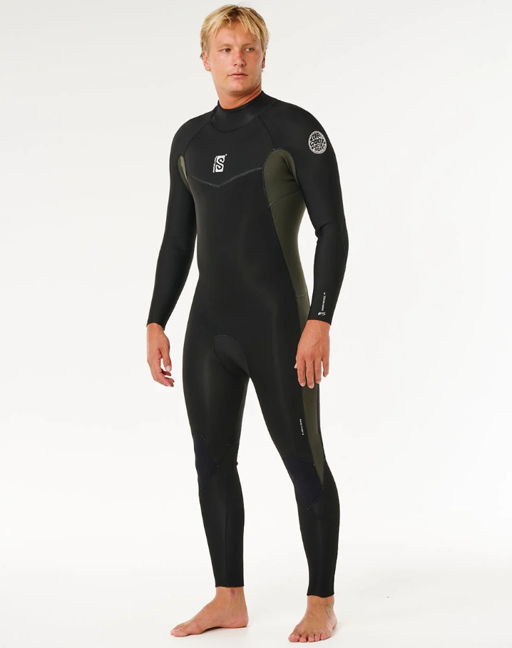 Rip Curl Dawn Patrol 3/2mm GBS BZ Wetsuit in deep cactus colourway from side