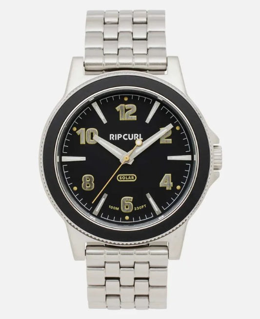 Rip Curl Daze Solar Stainless Steel Men's Watch in silver with black face