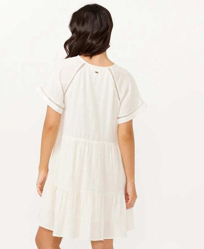 Rip Curl Desert Dreams Free Dress in white from rear