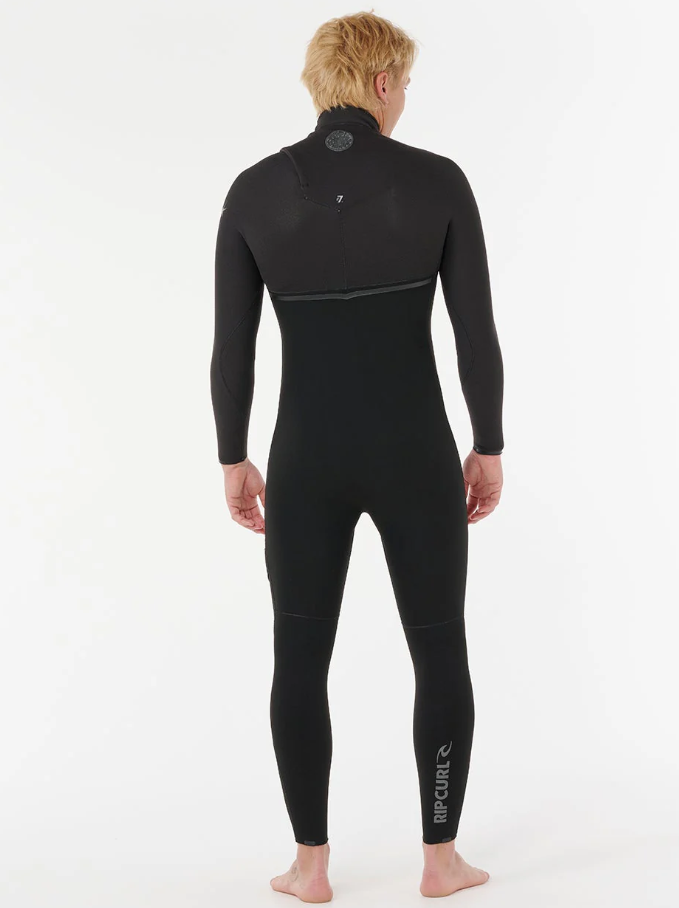 Rip Curl E Bomb 4/3mm Chest Zip Wetsuit in black from rear