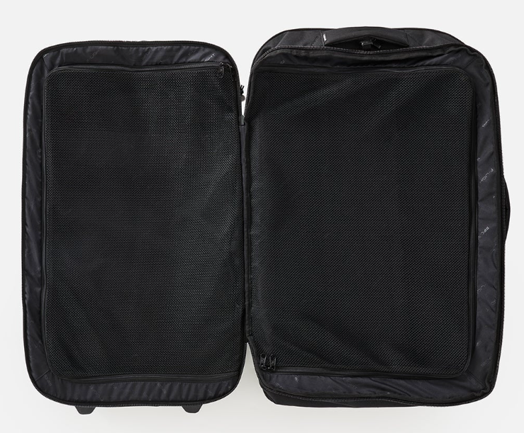 Rip Curl F-Light Global 100 Litre Bossanova Travel Bag in black with floral detail from inside