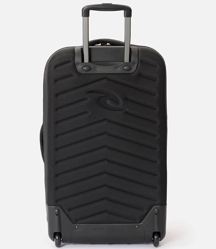 Rip Curl F-Light Global 100 Litre Travel Bag in midnight from the rear showing the hard base