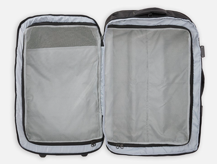 Rip Curl F-Light Global 100 Litre Travel Bag in midnight showing grey internals